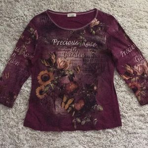 Precious Rose in Garden cactus tee blouse Medium